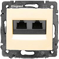 Розетка компьютерная без рамки Legrand Valena 2-м. RJ45+RJ45 5e слоновая кость картинка